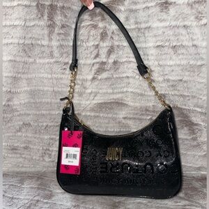 Juicy Couture Black Croc-Embossed Shoulder Bag